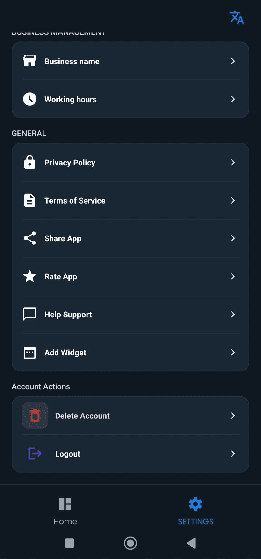 delete Account