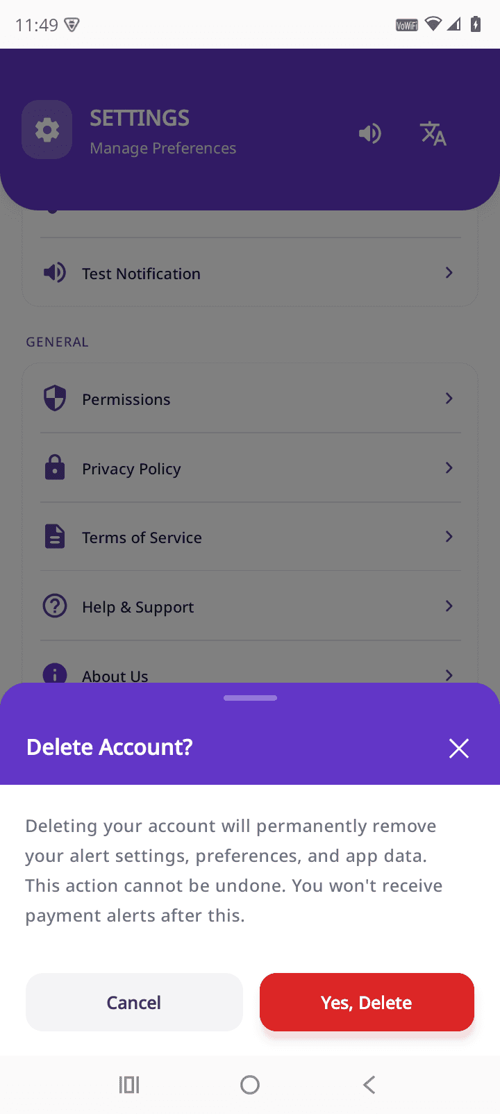 delete Account