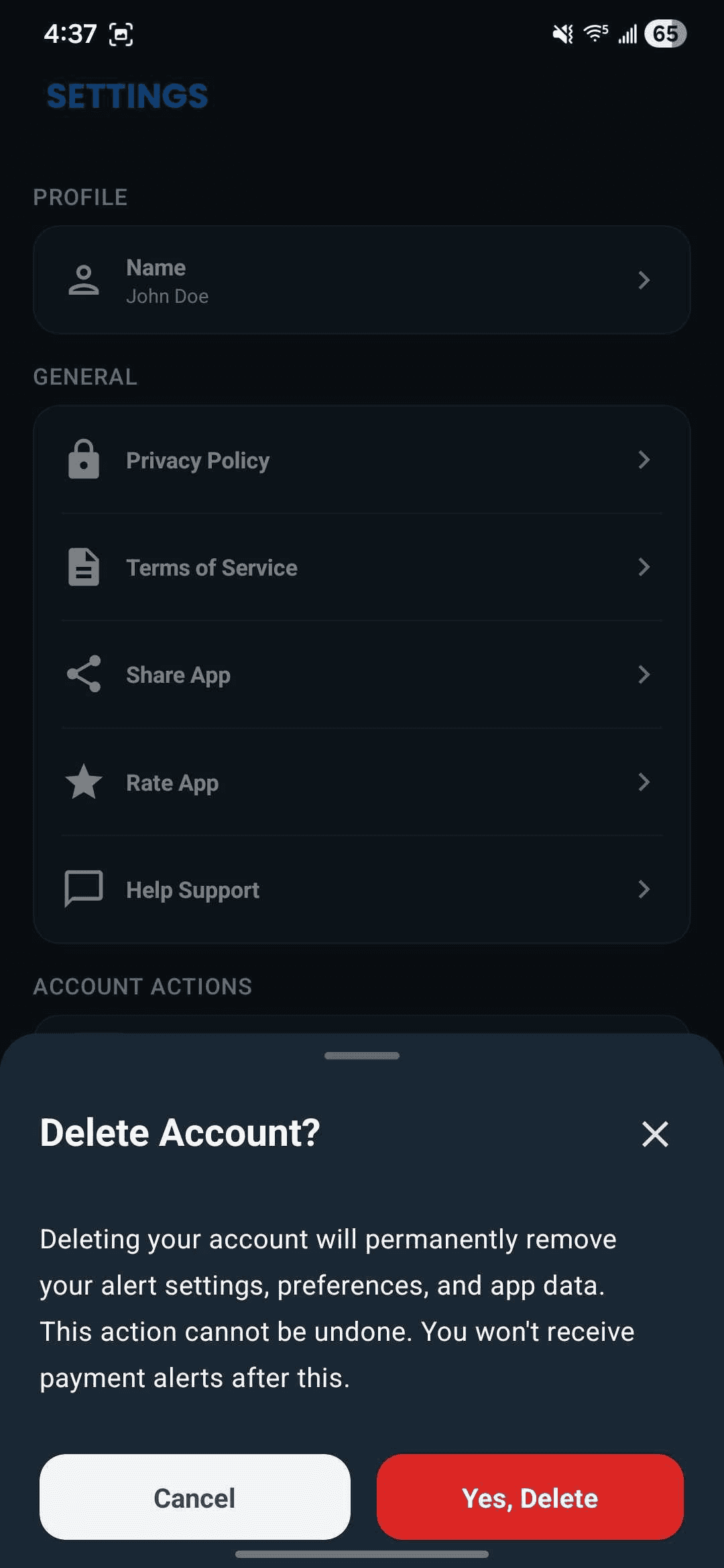 delete Account